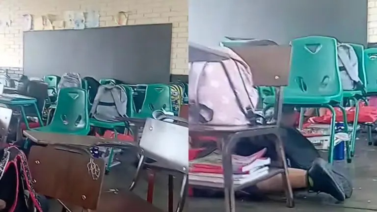 VIDEO: Maestra protege a sus alumnos bajo sus bancas durante balacera en Monterrey