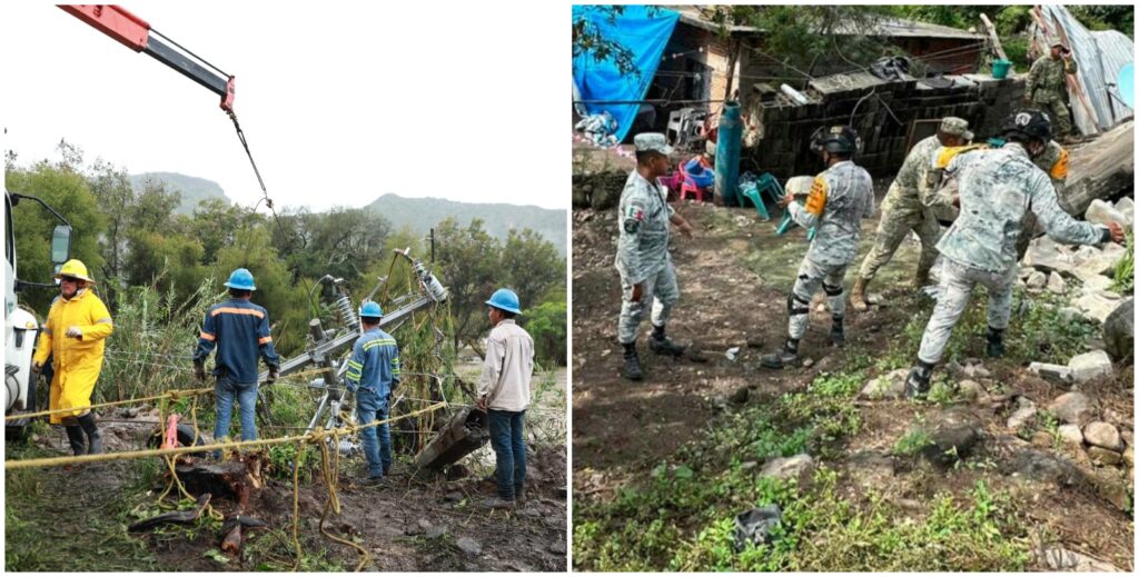 CFE y Sedena intensifican apoyo en zonas golpeadas por tormentas