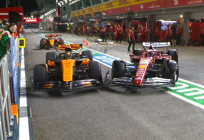 Caos en la Práctica 2 del GP de Singapur: Ferrari sancionado por chocar a Norris