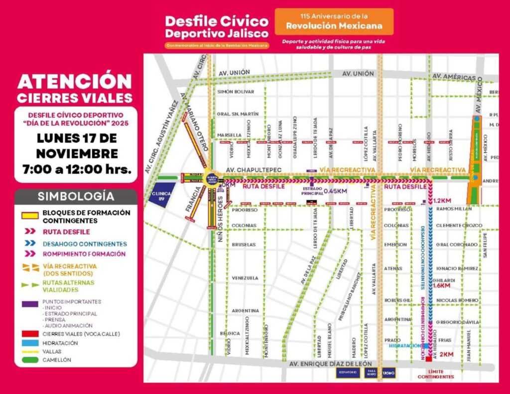 Cierres y desvíos por el Desfile Cívico Deportivo “Día de la Revolución” en Chapultepec