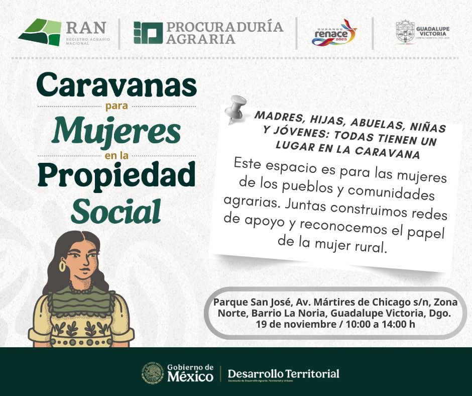 Llegan a Guadalupe Victoria las Caravanas para Mujeres en la Propiedad Social