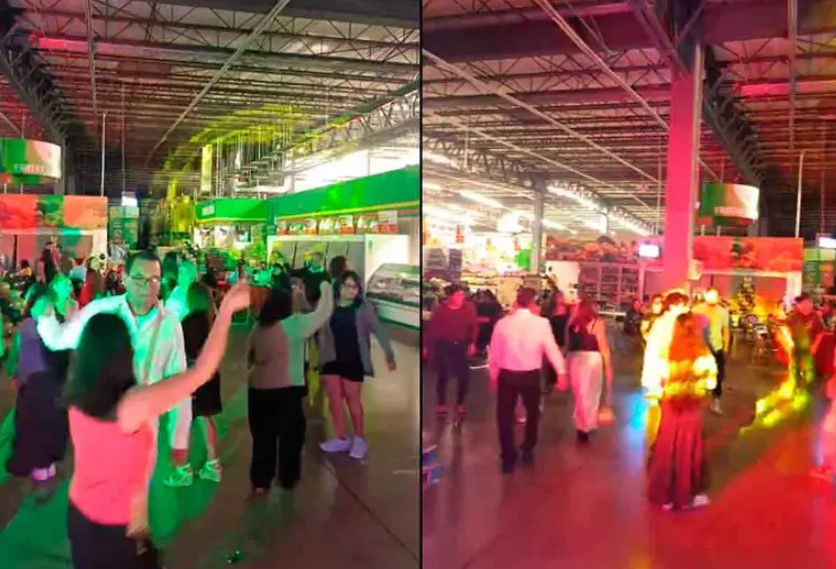 Empleados celebran posada en pasillos de tienda de autoservicio
