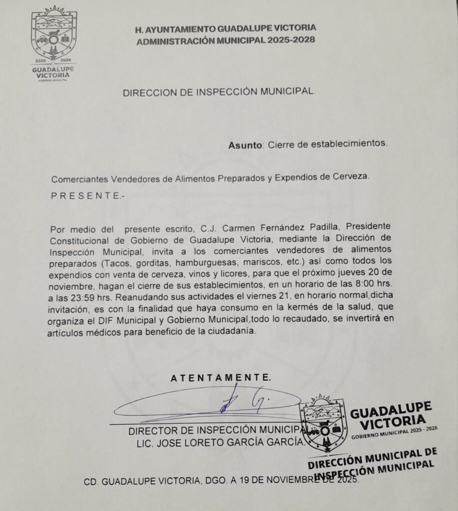 Inspección Municipal solicita el apoyo de comercios durante la jornada del 20 de noviembre
