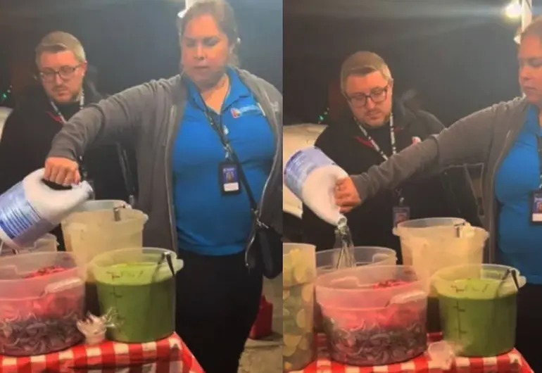 VIDEO: Inspectora vierte cloro en comida de puesto de latinos en EU