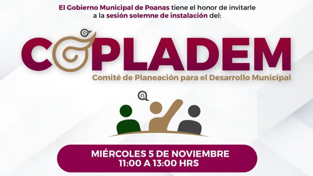 Invitan a la sesión solemne de instalación del COPLADEM