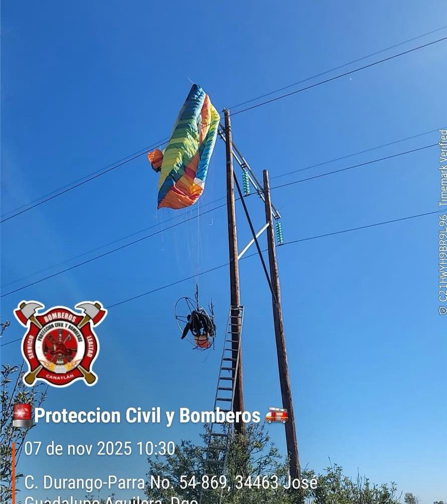 Quedó colgado en cables de alta tensión
