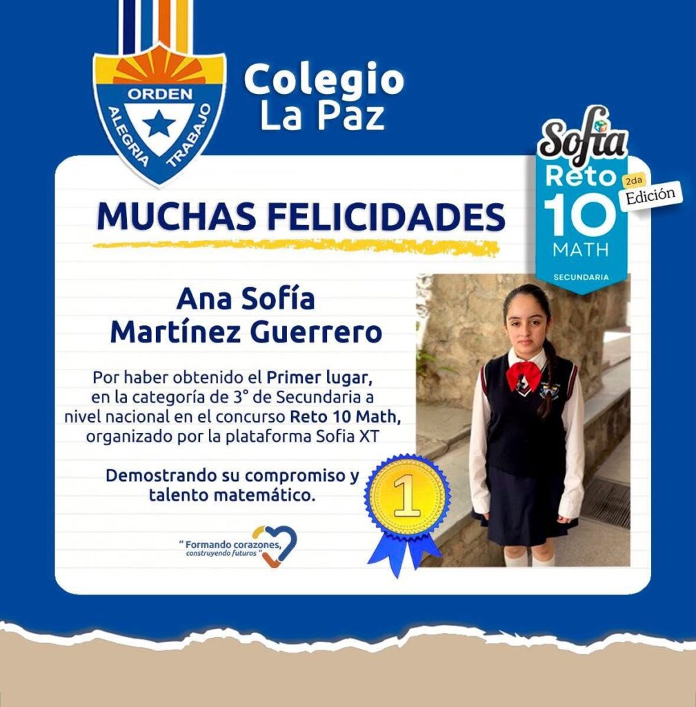 Ana Sofía Martínez Guerrero, de Santiago conquista el primer lugar en matemáticas