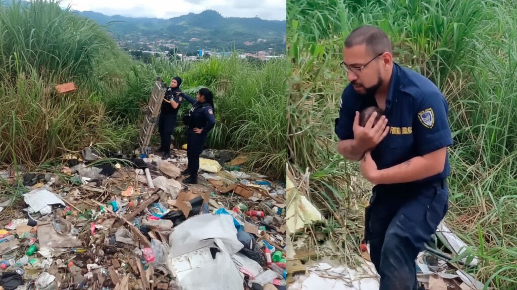 VIDEO: Policías rescatan a bebé recién nacido abandonado en un basurero