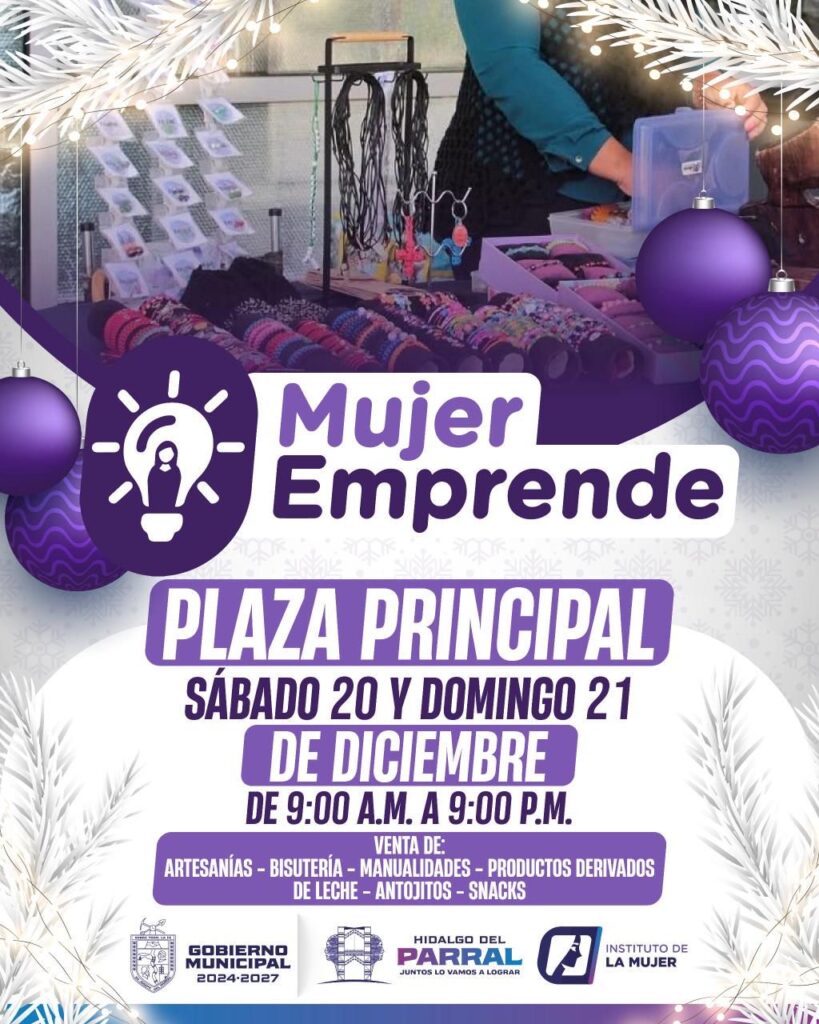 El Gobierno de Parral impulsa el talento local con la gran venta “Mujer Emprende”
