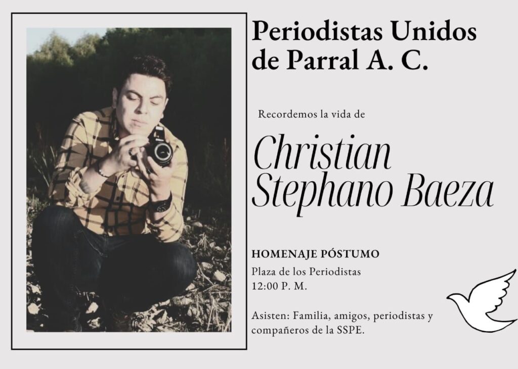 Periodistas realizarán homenaje póstumo a Christian Stephano Baeza
