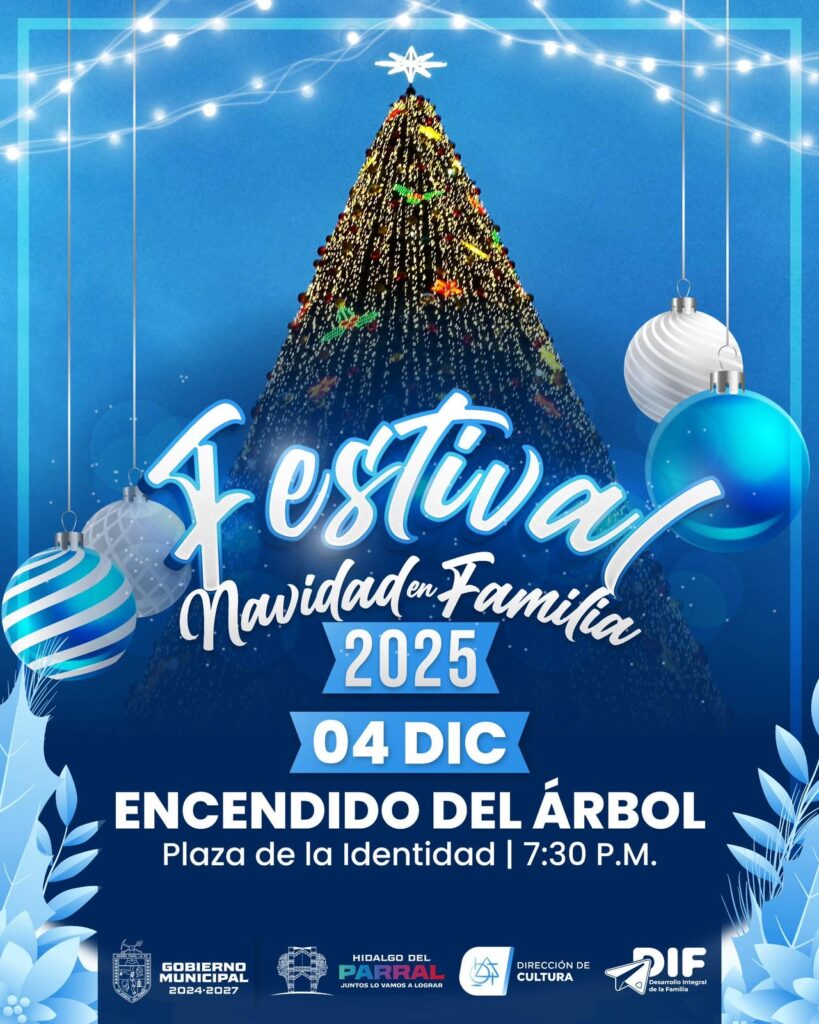 Gobierno de Parral invita al tradicional encendido del árbol navideño este jueves 04 de diciembre