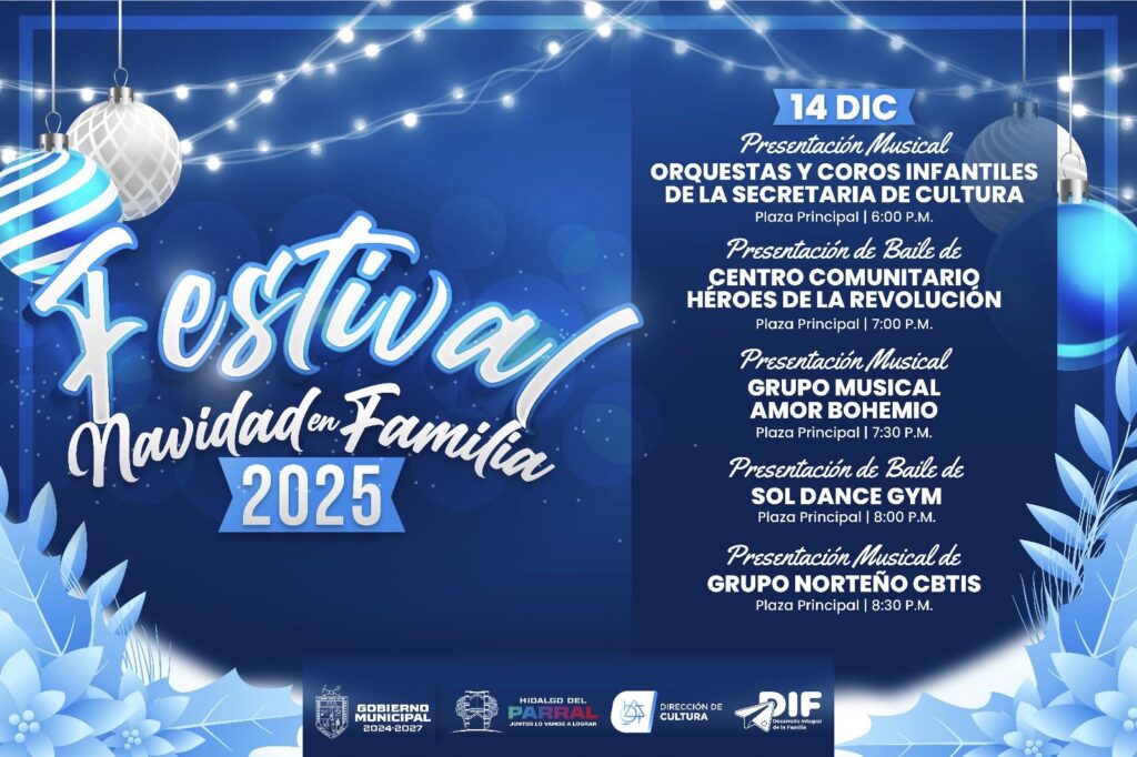 Gobierno de Parral invita a vivir un domingo lleno de cultura en el Festival Navidad en Familia 2025