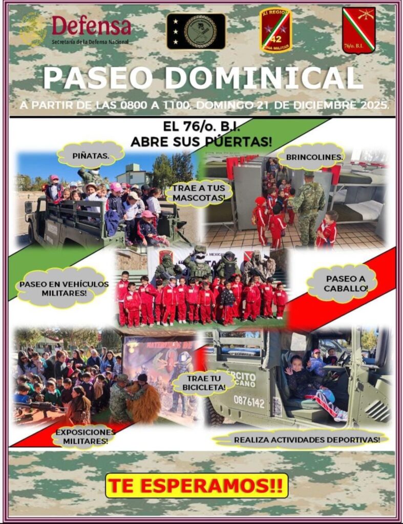 Invita el 76/o. Batallón de Infantería a paseo dominical para toda la familia
