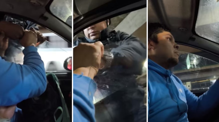 Conductor en crisis nerviosa enfrenta a policía en Ciudad de México