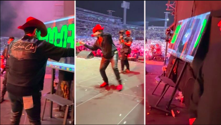 Eduin Caz rompe una pantalla durante concierto en Colombia