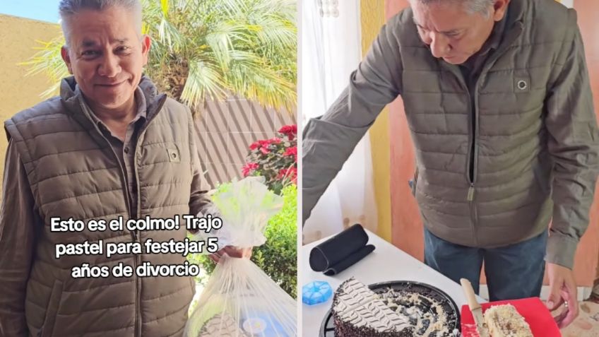 Hombre se vuelve viral por llevarle un pastel a su exesposa para celebrar 5 años de divorcio