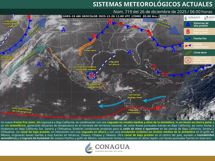Nuevo frente frío y sistemas atmosféricos provocarán descenso de temperaturas  en Jalisco