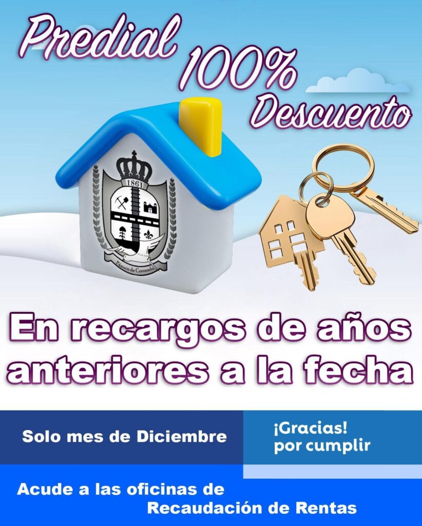 Gobierno de Pánuco de Coronado otorga 100% de descuento en recargos del impuesto predial durante diciembre