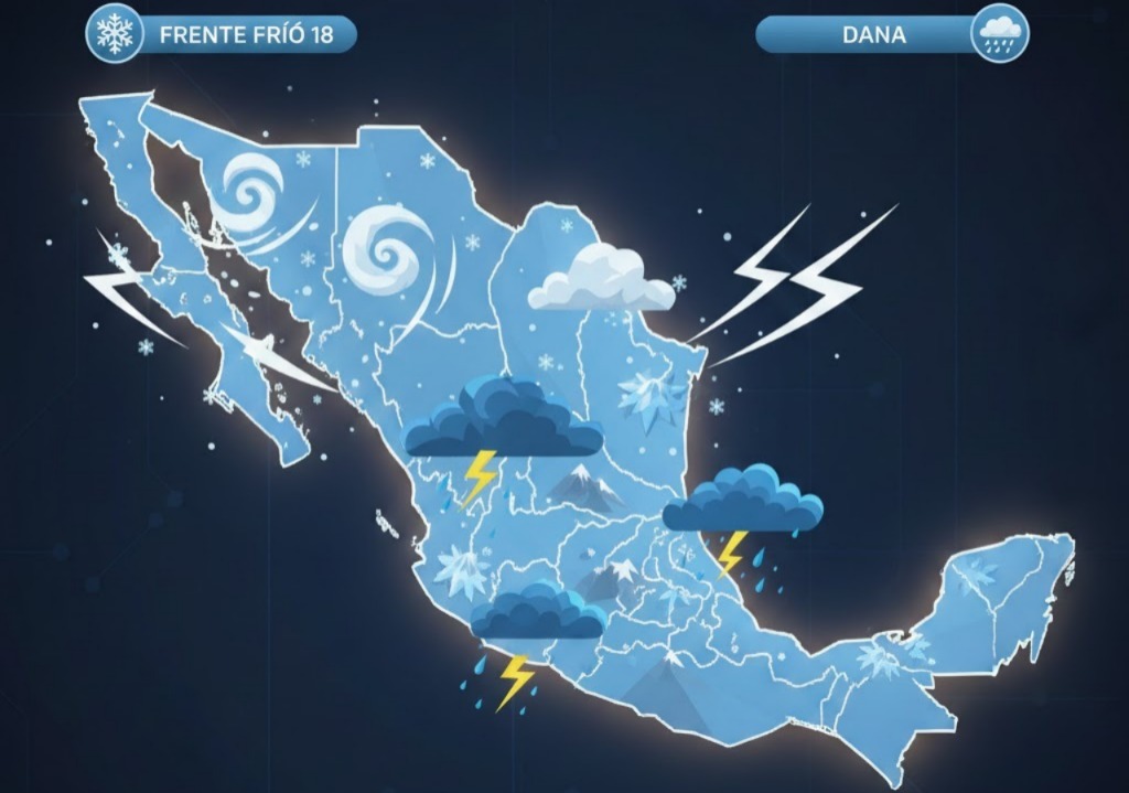 Frente Frío 18 y primera DANA golpean México con heladas, lluvias y descenso de temperatura
