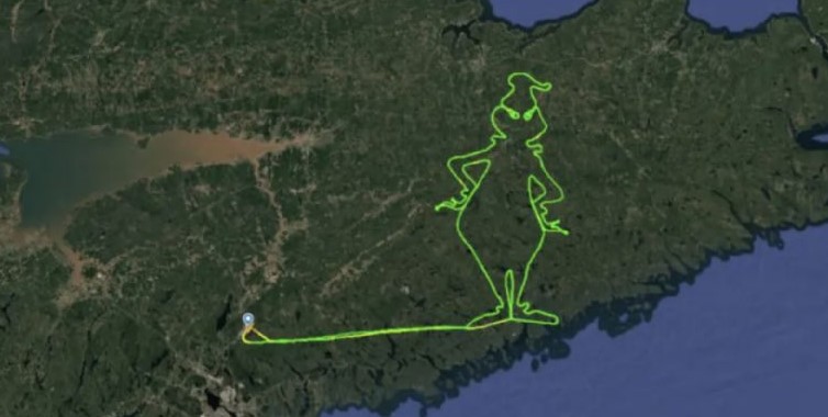 Pilotos trazan la silueta del Grinch en los cielos de Canadá y Estados Unidos