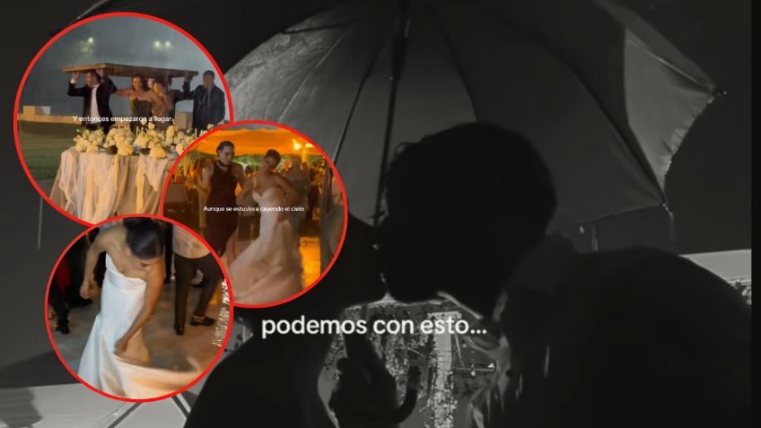 VIDEO: Novios celebran su boda en medio de fuerte tormenta con toda la actitud