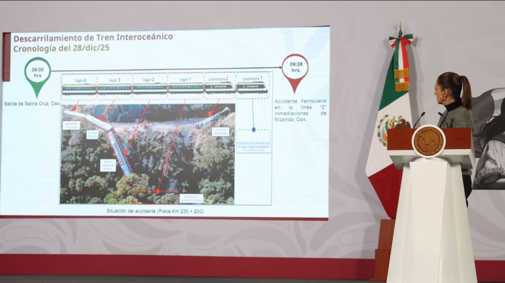 Presentan cronología del descarrilamiento del Tren Interoceánico en Oaxaca