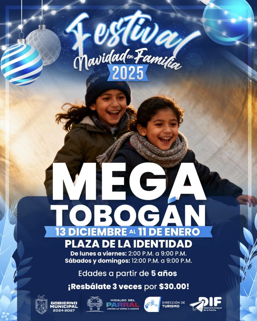 La llegada del tobogán de hielo a Parral promete magia navideña