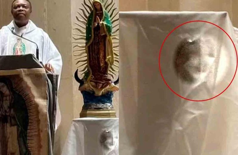 Fieles aseguran ver rostro santo durante una misa navideña