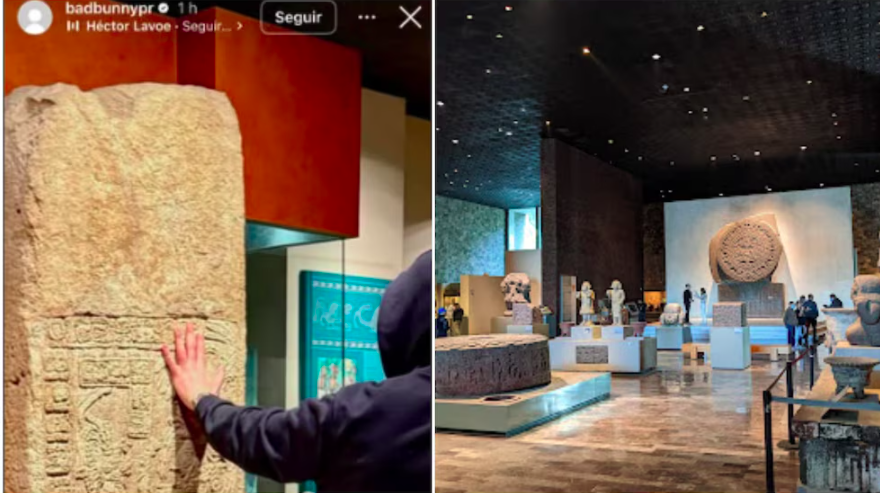 INAH llama la atención a Bad Bunny por tocar estela en Museo Nacional de Antropología
