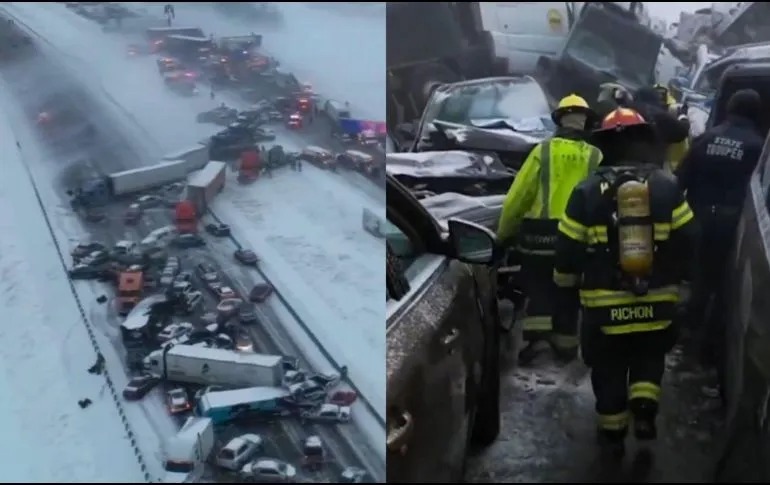 Tormenta invernal provoca accidente de más de 45 autos en EU