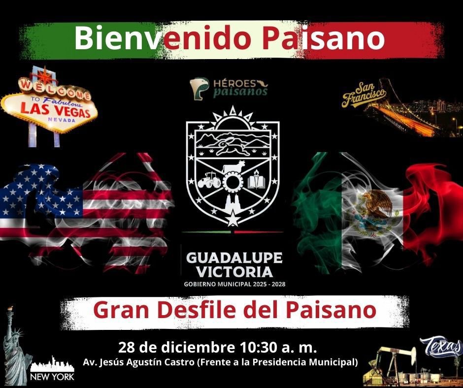 Invitación al Desfile del Paisano y exposición de trocas en Guadalupe Victoria