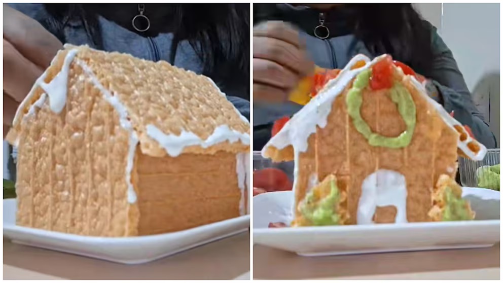 ¡Adiós casita de jengibre! Tiktoker crea casita navideña con un chicharrón preparado