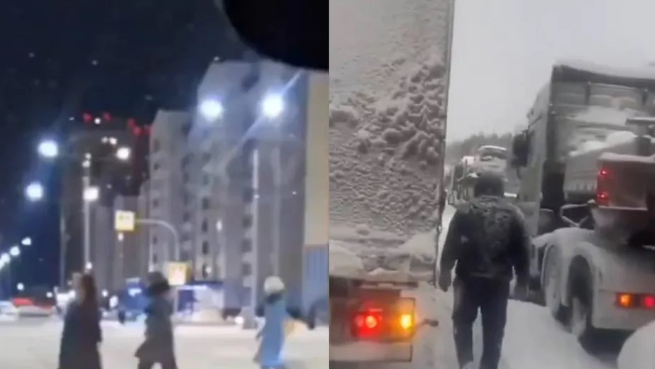 Nevadas y 30 Grados Bajo Cero Colapsan una autopista en Siberia