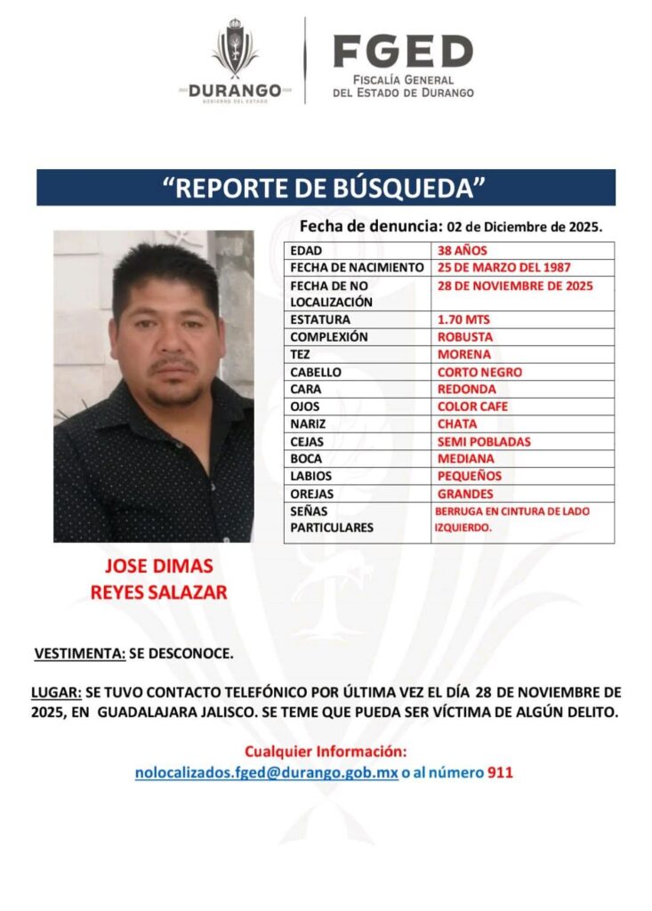 Desaparece en Jalisco Militar de Durango