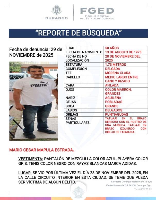 No encuentran a Mario César Mápula Estrada