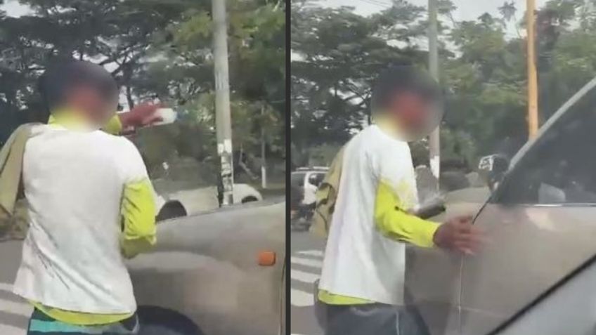 VIDEO: Joven agrede a conductor por negarse a recibir servicio de limpiaparabrisas