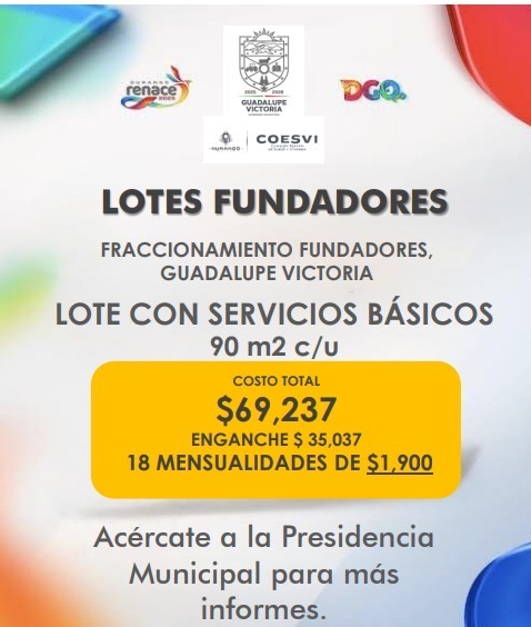 Amplían información del programa Lotes Fundadores en Guadalupe Victoria