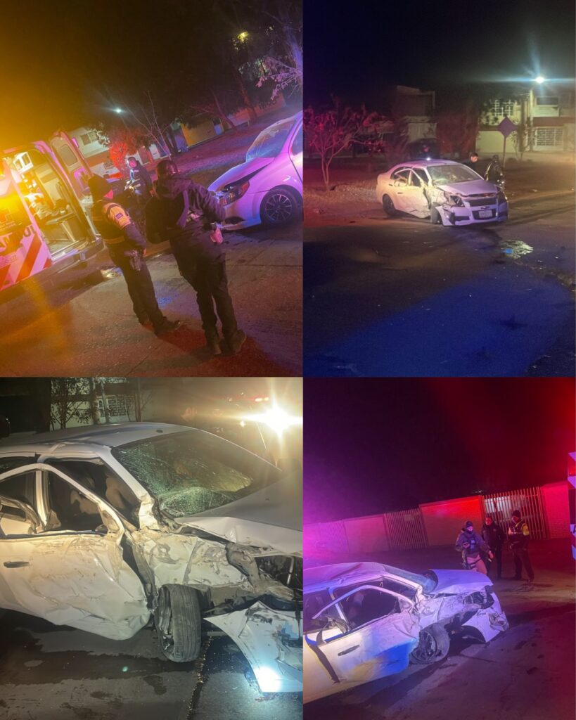 Durante la madrugada chocan contra un poste con base de concreto y sufren lesiones