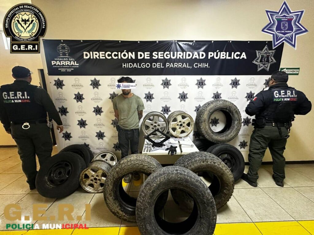GERI detiene a presunto ladrón de llantas en Loma Linda y Progreso