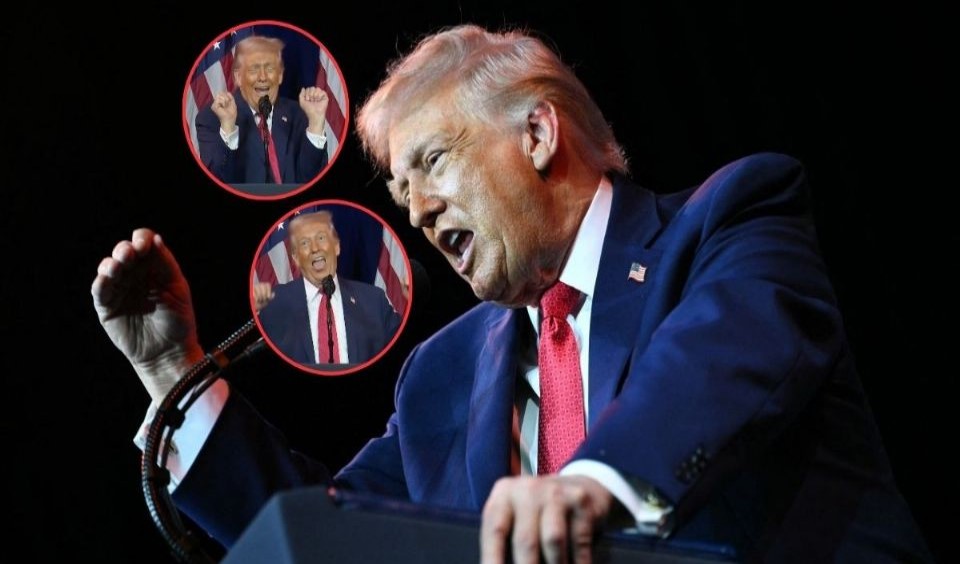 Trump ridiculiza a Macron y a atletas trans en conferencia oficial