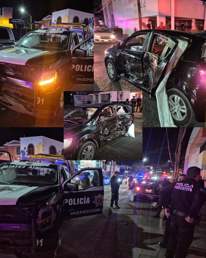 Choque de patrulla con auto articular deja a mujer herida