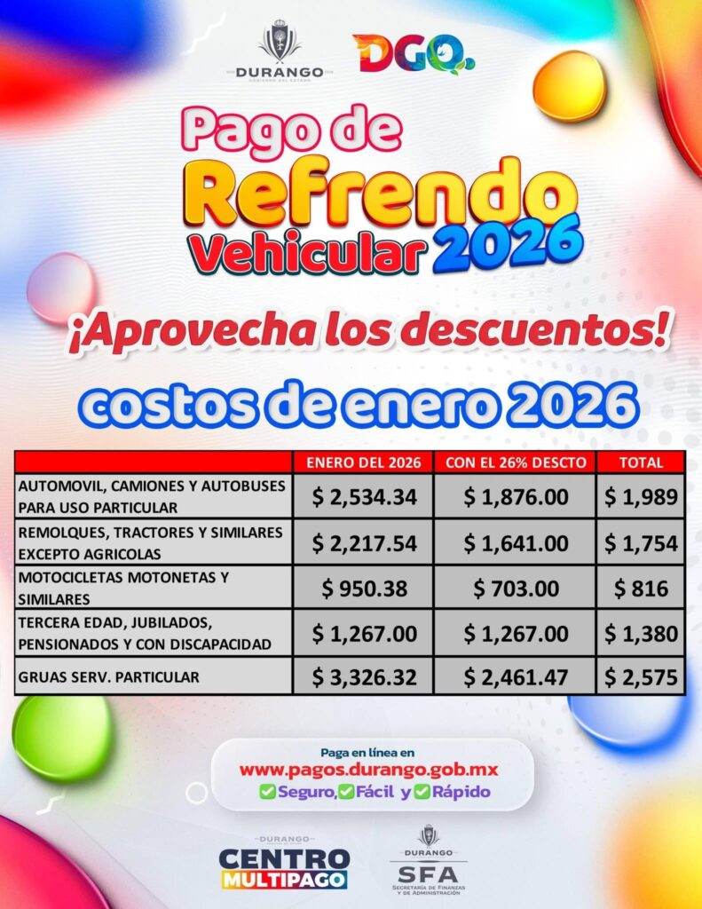 Descuento en Refrendo Vehicular en Durango