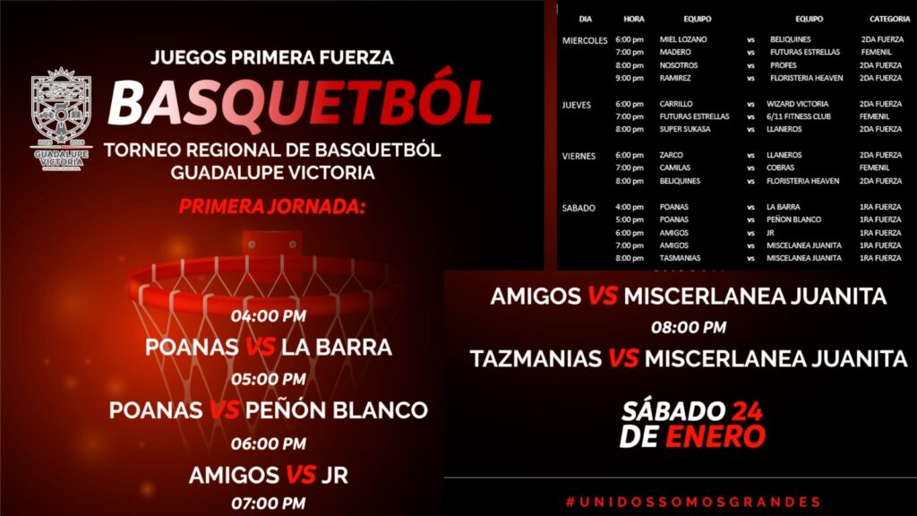 Torneo Regional de Basquetbol en Guadalupe Victoria