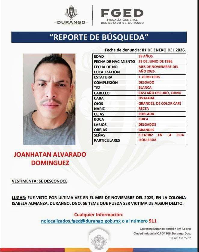 Familiares no encuentran a Jonathan Alvarado desde noviembre del año anterior