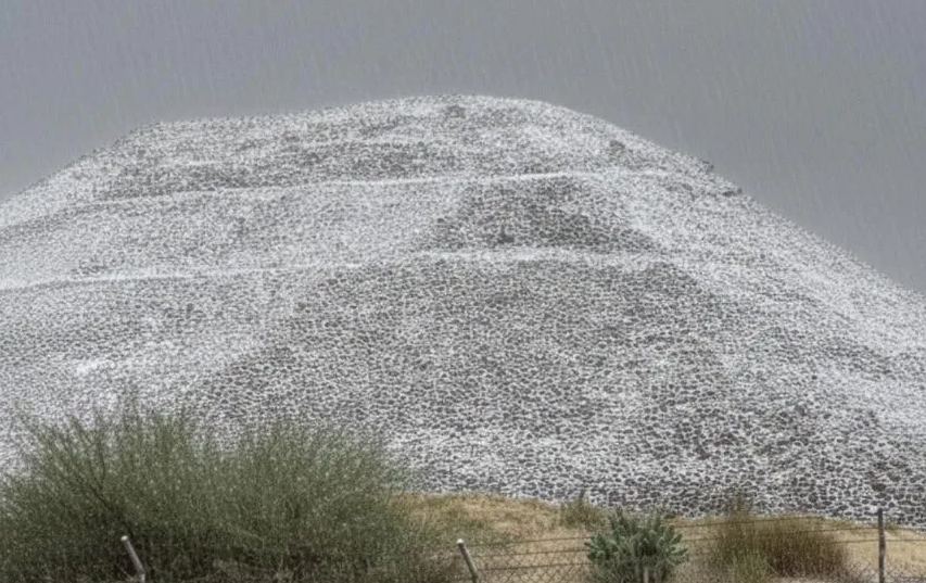 Intensa Tormenta de Granizo Cubrió Teotihuacán de Blanco
