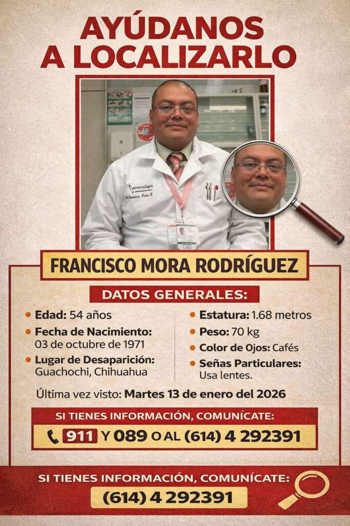 Autoridades buscan a Francisco Mora en Chihuahua