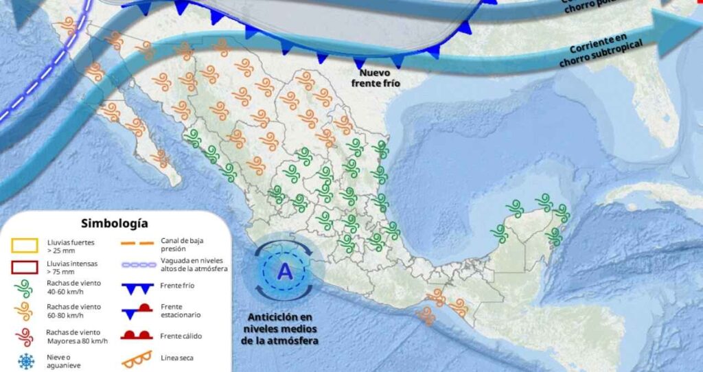 El frente frío número 32 sigue afectando a México