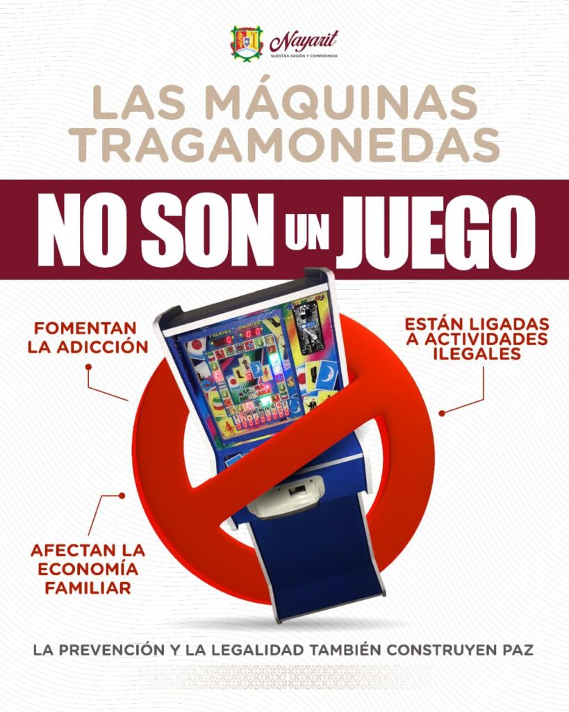se han asegurado máquinas tragamonedas en coordinación con el Gobierno Federal
