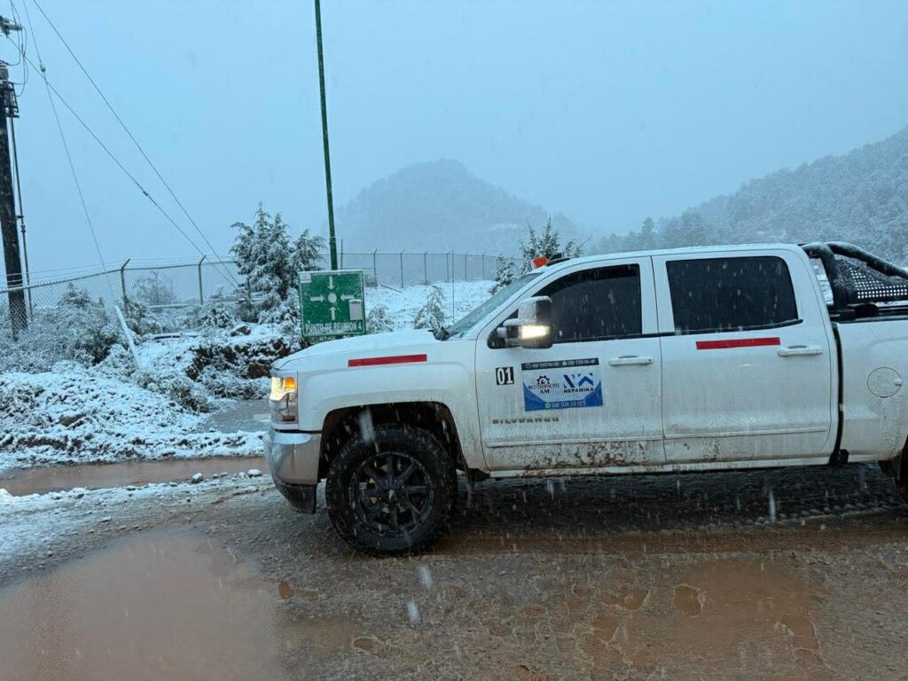 Nevadas cubren de blanco el occidente de Chihuahua