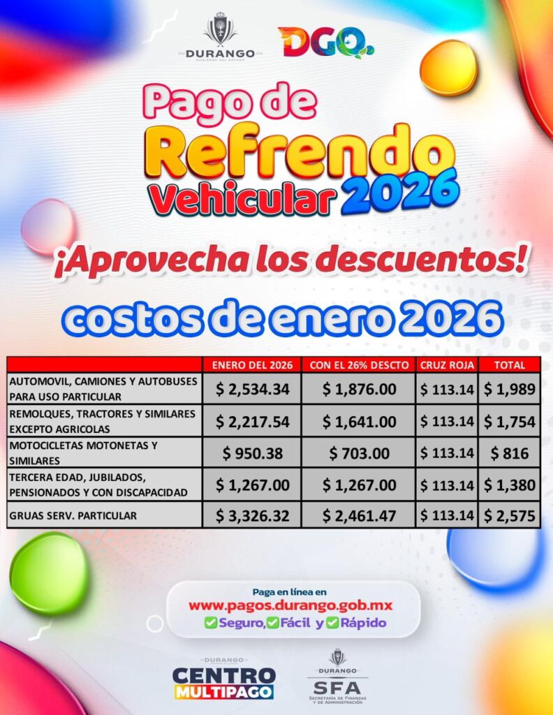 ¡Inicia año y hay descuentos! hasta 26% en el refrendo vehicular 2026